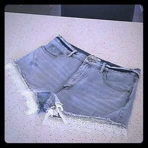 FP lace jean shorts